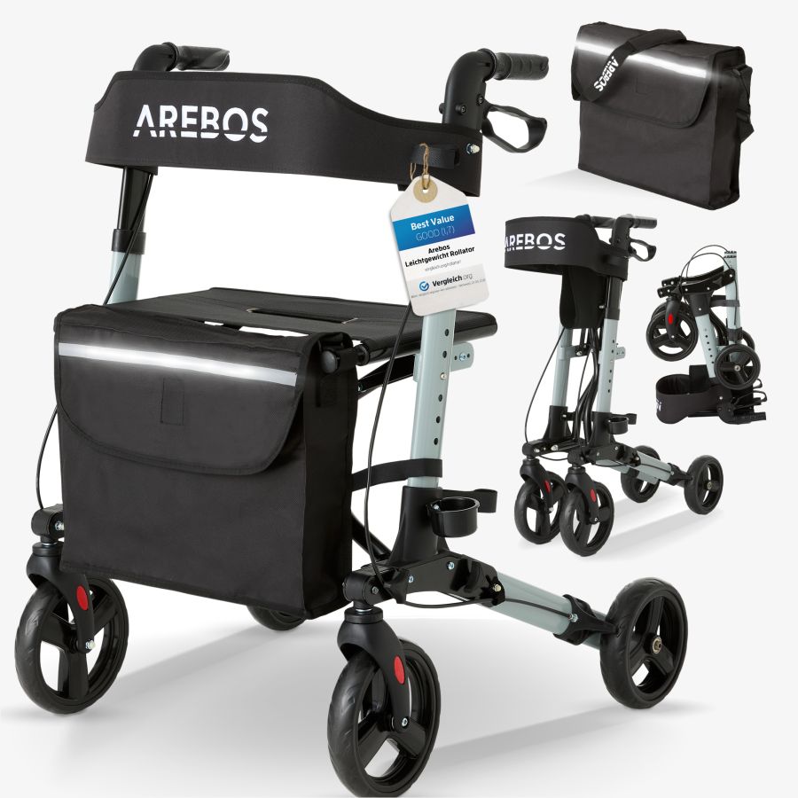 Aluminum rollator - foldable with bag