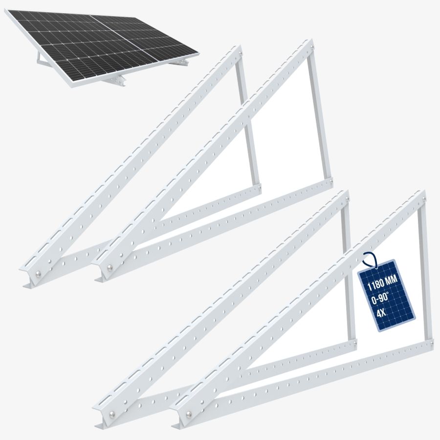 NuaSol - Adjustable Solar Panel Mount 1180mm Set of 2 - Silver