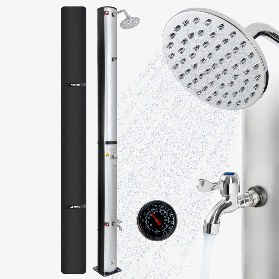 Solardusche 35L silber schwarz mit Thermometer 4260627426287 Whirlpools mehr
