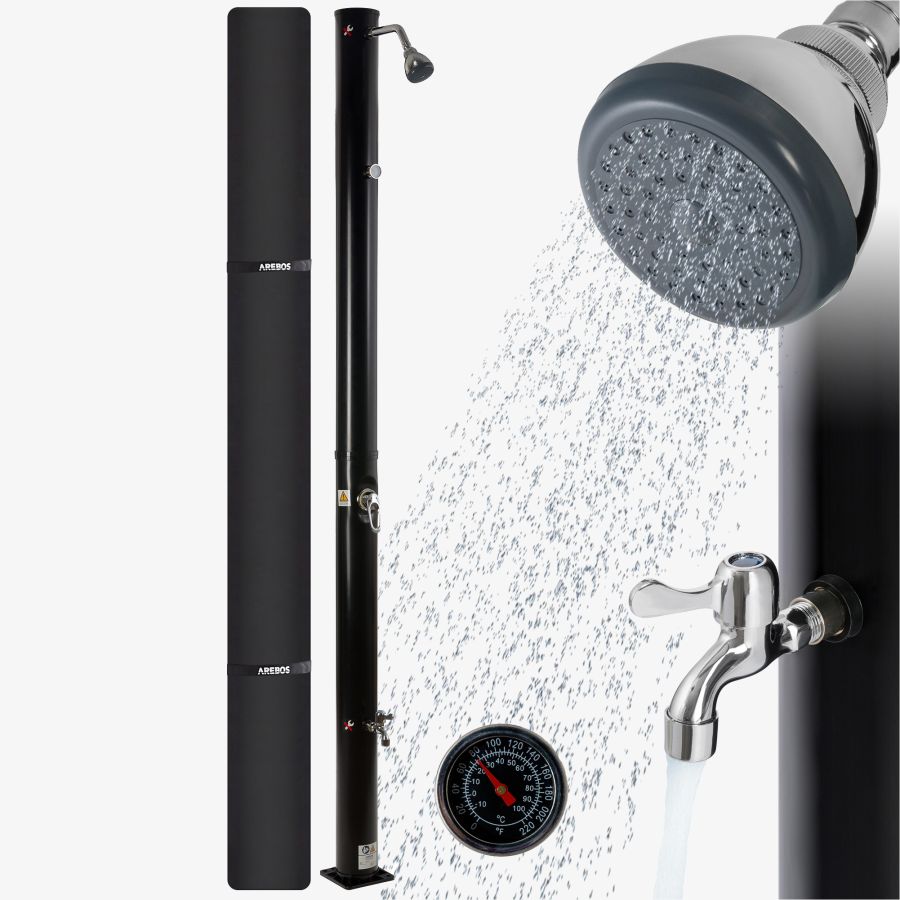 Solar Shower 20l black with thermometer