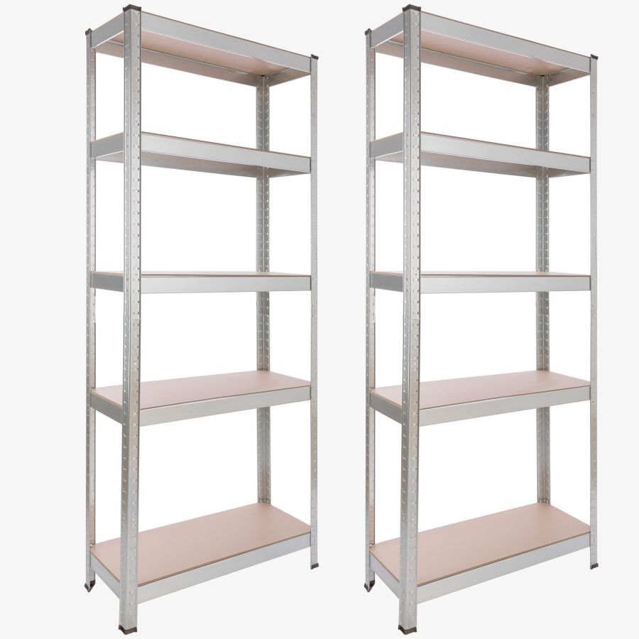 2x Heavy Duty Shelf 180 x 75 x 30 cm 350 kg - Silver