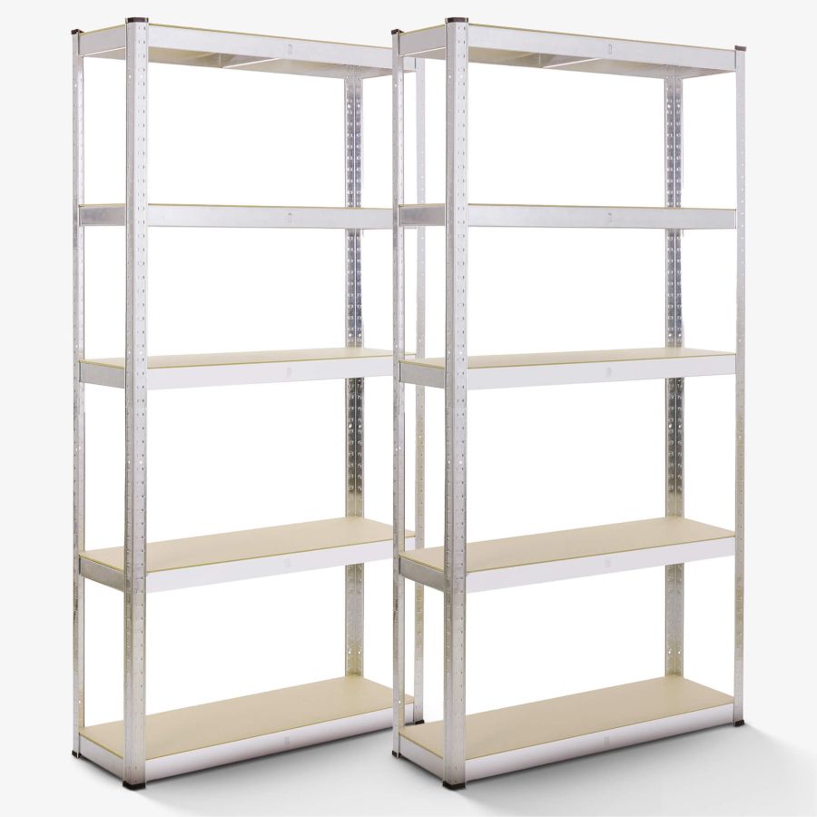 2x Heavy Duty Shelf 180 x 90 x 40 cm 875 kg - silver